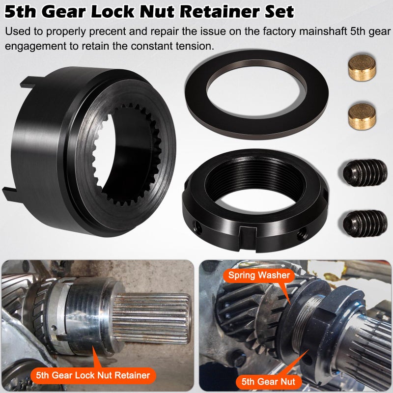 Bonbo 5th Gear Lock Nut Retainer Kit & 1/2" Drive Mainshaft 5th Gear Nut Wrench Suitable for 1994-2004 Dodge Cummins NV4500 Transmission (8-Pack) - Image 3